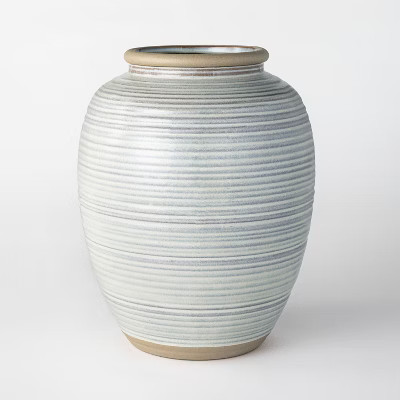 11" Ceramic Ribbed Vase Cream - Threshold™ designed with Studio McGee | Target