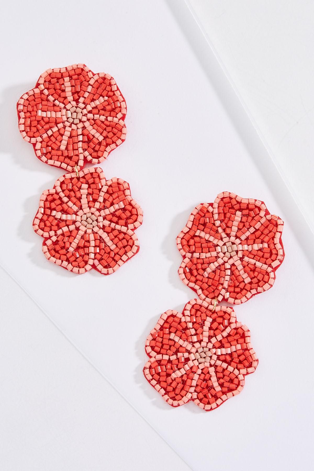 Seed Bead Floral Statement Earrings | Cato Fashions