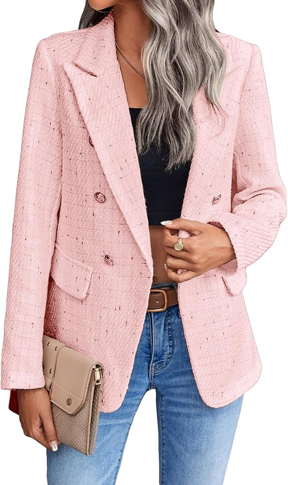 Mina Self 2026 Spring Women's Tweed Plaid Blazer Jacket - Fully Lined Fashion Business Casual Ele... | Amazon (US)