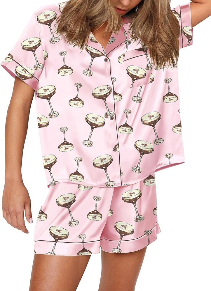 SHESHOW Funny Graphic Pajamas for Women Set Button Down Short Sleeve Top and Shorts Pjs Sets Slee... | Amazon (US)