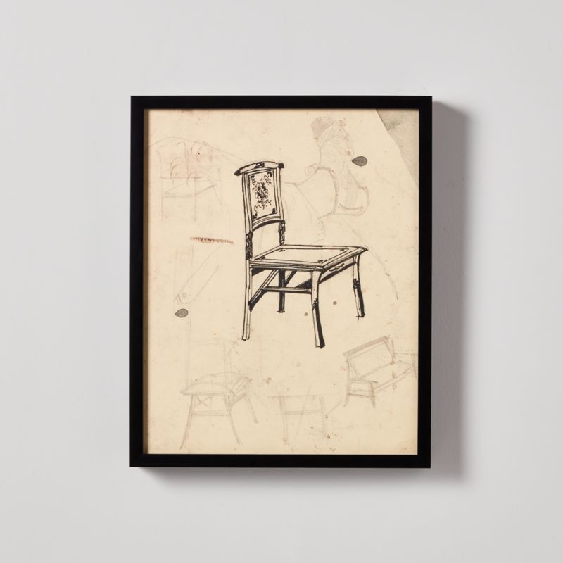 'Design For A Chair I' Reproduction in Black Frame by Carel Adolph Lion Cachet 18''x22'' | CB2 | CB2