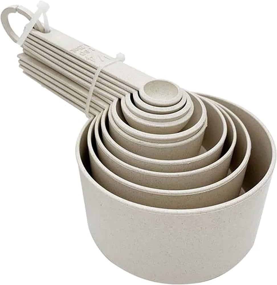 10 Pc Wheat Straw Measuring Spoons Cups Set Kitchen Utensil Cooking Baking Tool, Beige | Amazon (US)