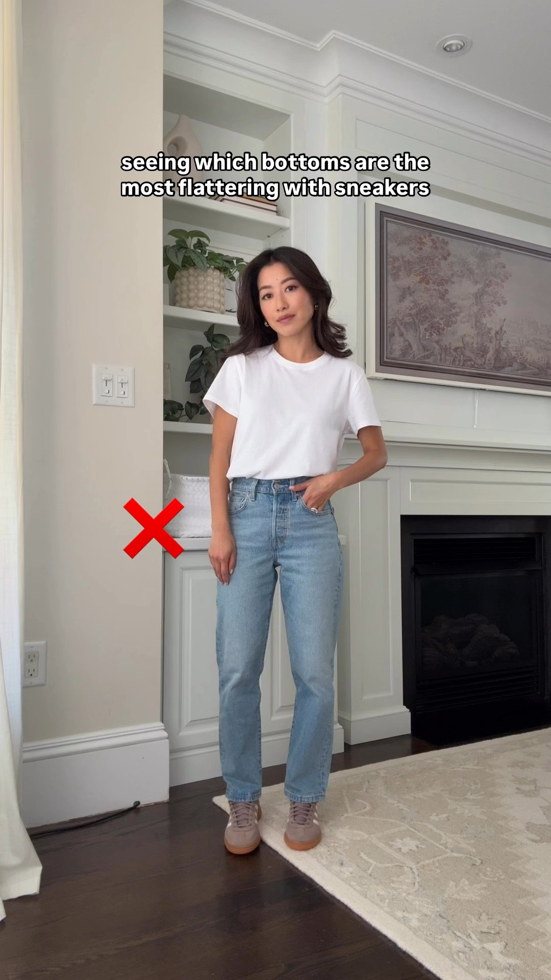 Showing different style bottoms with sneakers! 

• restocked: Adidas spezial sneakers big kids 3.5 - I’m usually a womens 5/5.5 and it fits perfectly. Comfortable and supportive. According to their size chart, big kids size 4 is like a womens 6, and onward.

• Everlane white box cut tee size Small - I sized up 1-2 sizes for a relaxed fit. I own this in Xs and small depending on how I want it to fit.

1. Slim straight jeans: 
• The longer inward cuffed pair: Madewell 90s straight jeans in Rondell wash 24 petite - Can cut the hems to make an ankle length.

• Levi’s 501 cropped (the outward cuff pair) sz 24 x 26 - Their original vintage jeans . A little more roomy than the wedgie straight from the hips through the thighs. The length uncuffed is great with flats and Mary Janes and sandals 

Wide crop jeans: 
• Everlane Cocoon crew sweater in almond xxs

• Madewell perfect vintage wide crop jeans 24 petite - some of my favorite petite friendly jeans that I also own in blue. Comfortable and flattering. 

• Madewell Essential bucket tote

Wide full length jeans: 
• Aritzia notable cardigan in heather nomad taupe xxs 

• Aritzia Farrah Hi-rise Wide Cropped Jean size 24 - These are so good! Listed as cropped but fits me as full length perfectly.

•another jean that works well in this category is my Levi’s Ribcage, I take size 24 x 27 for a very petite-friendly full length

Trousers: 
• Uniqlo wide leg trousers Xs in custom shorter hem length ($5 to do)

• Madewell triple metal keeper belt xxs

Joggers + sweatsuit 
• Varley the slim pant xxs, 25” joggers. The inseam is very petite friendly on me. These are so super soft and comfortable, I own them in several colors!

• Etsy suede hobo bag in Corteccia color, medium size . Perfect slouch, very comfy over the shoulder. They gave me code JEANHOBOBAGS30 for a discount!

Petite friendly denim, spring outfits, jeans, style tips #LTKWatchNow

#LTKStyleTip #LTKPetite