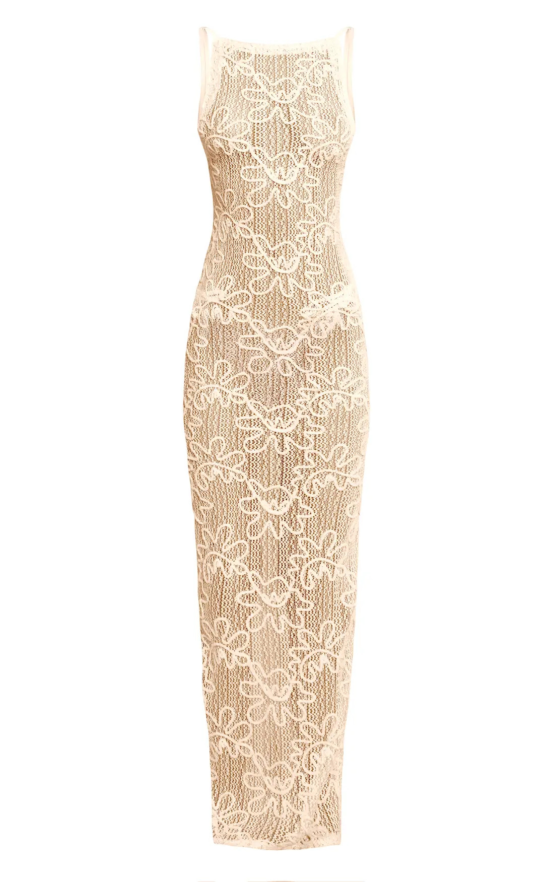 Cream Flower Applique Strappy Beach Maxi Dress | PrettyLittleThing UK