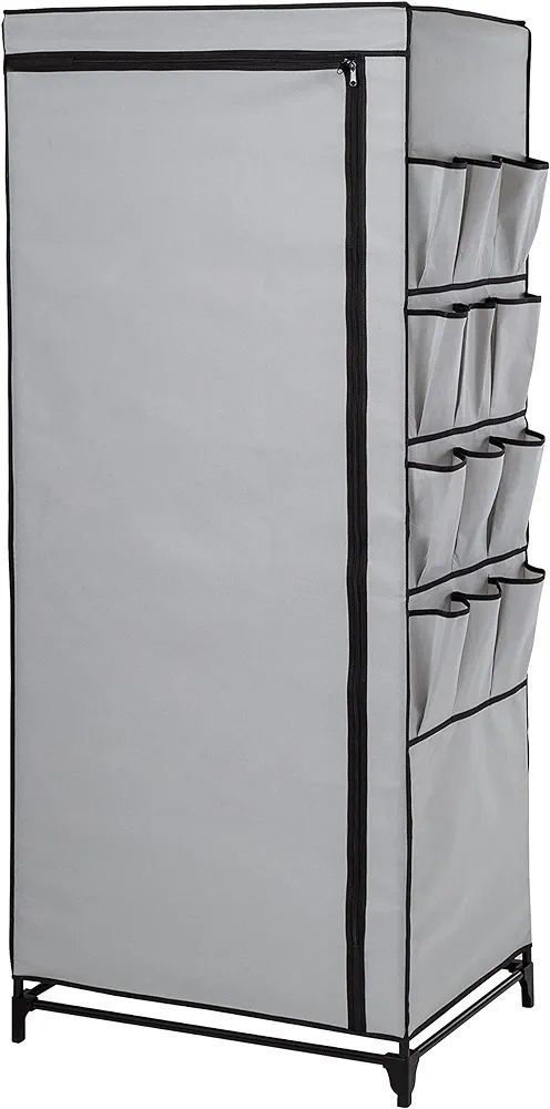 Honey-Can-Do 27-Inch Wide Portable Wardrobe Closet with Cover and Side Pockets, Gray WRD-09194 Gr... | Amazon (US)