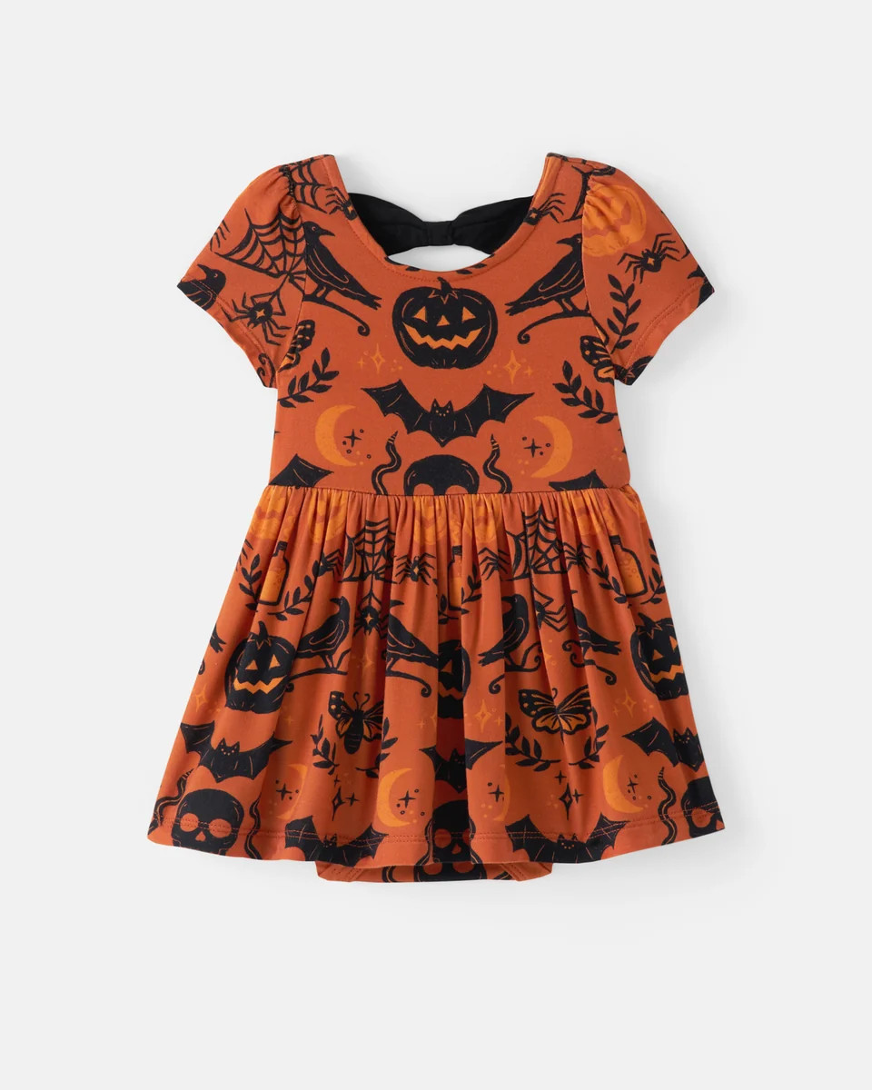 Midnight Mischief Bow Back Skater Dress with Bodysuit | Little Sleepies
