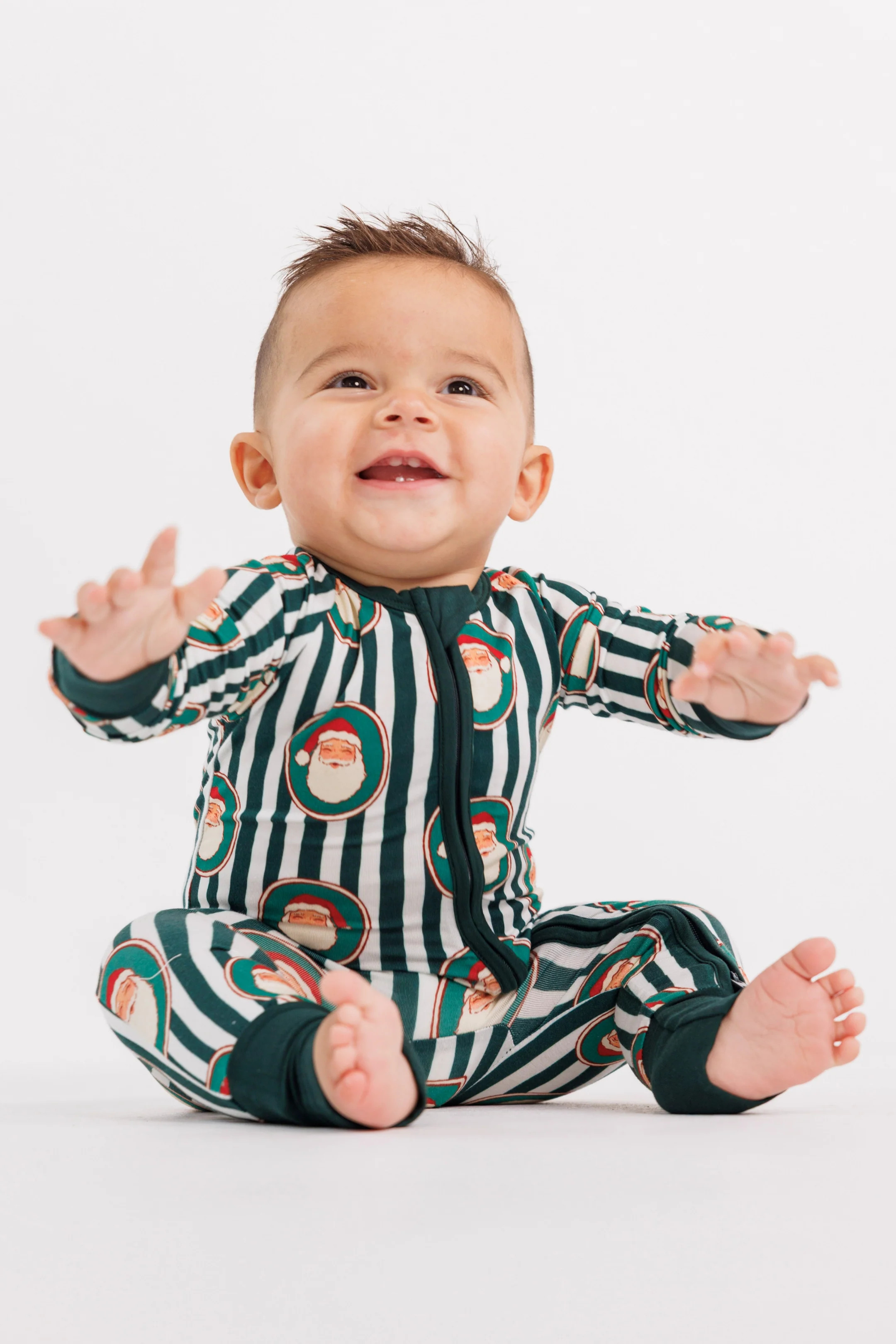 Green Santa Claus Lane Zipper Romper | Bamboo Baby Pajamas | In My Jammers | In My Jammers