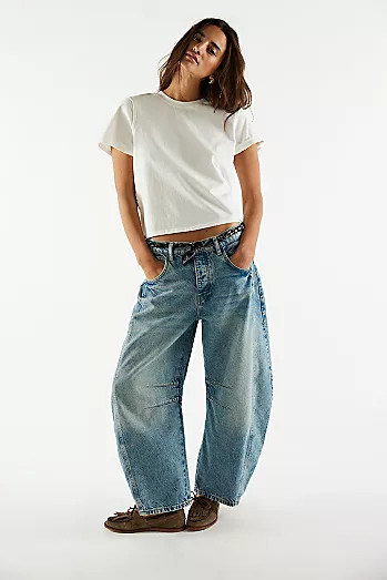 We The Free Good Luck Printed Barrel Jeans | Free People (Global - UK&FR Excluded)