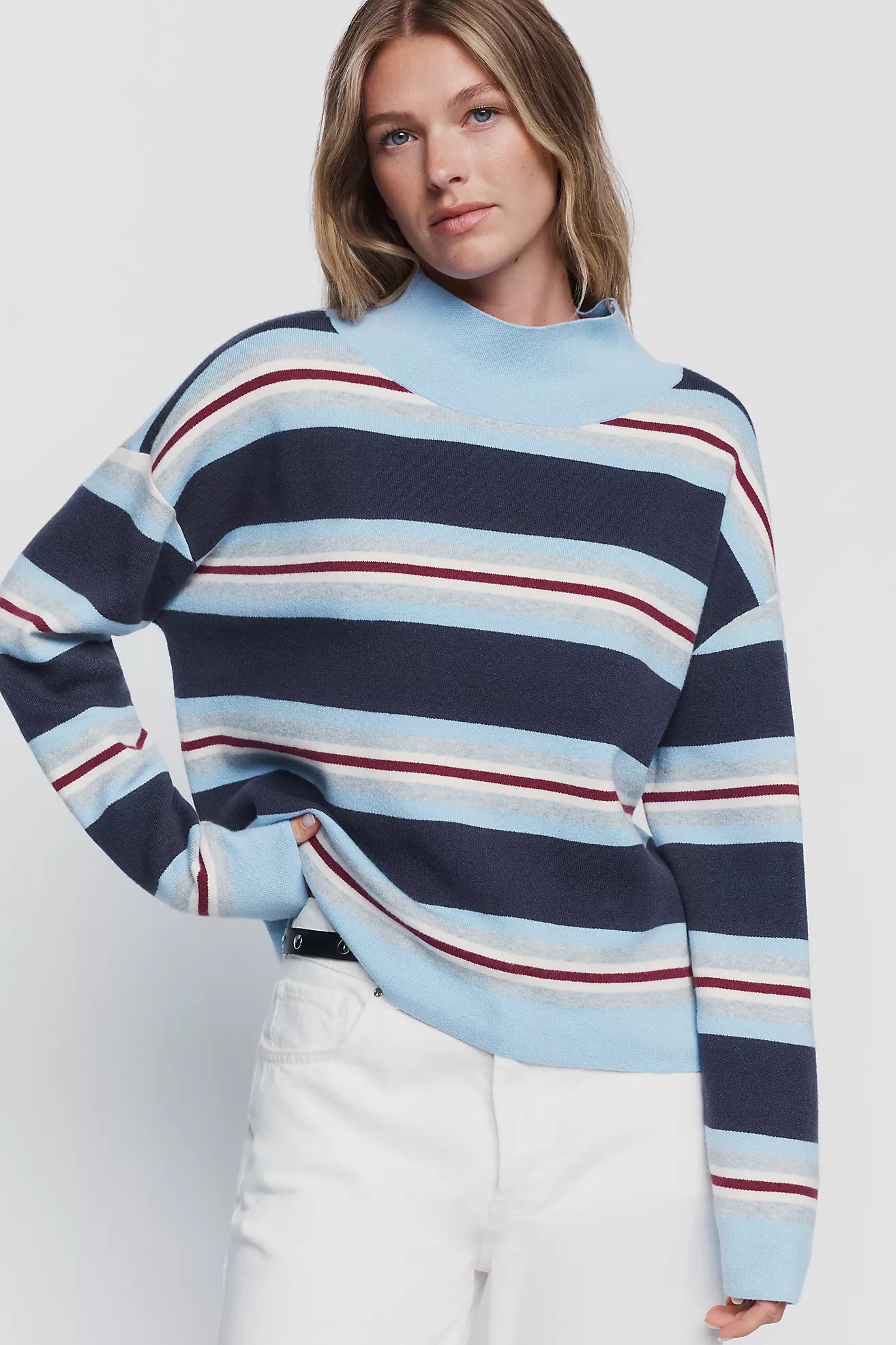 Maeve Carys Mock Neck Sweater By Maeve in White Size S P | Anthropologie (US)
