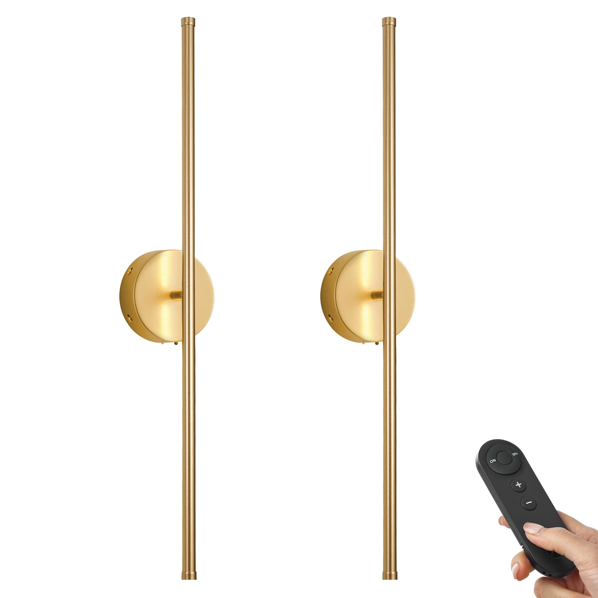 Apliques de pared a pilas con control remoto, juego de dos apliques de pared regulables, rotació... | Amazon (US)