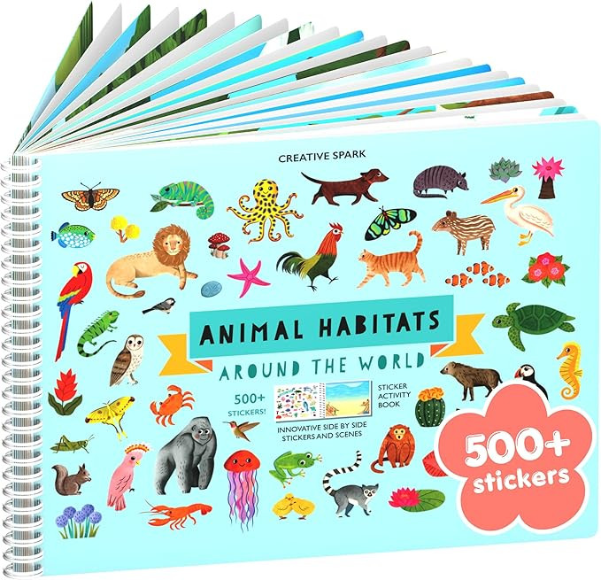 Animals Habitat 500+ Kids Sticker Book by Cupkin Toddler Airplane Travel Activity Coloring and St... | Amazon (US)