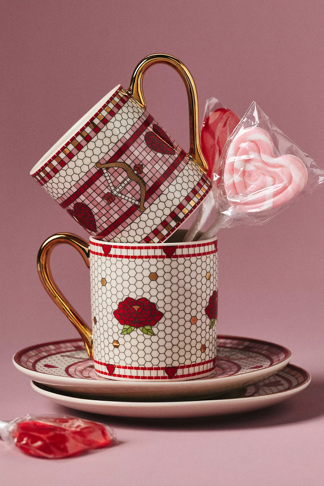 The Bistro Tile Stoneware Espresso Cup & Saucer: Valentine's Edition | Anthropologie (US)