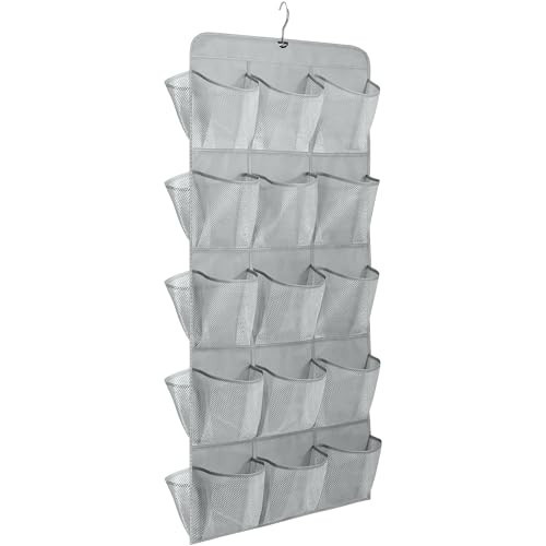 KH866 Hanging Shoe Organizer For Closet Rod with 30 Large Pockets Dual Sided 360 Rotating Hanger Space Saving Storage Bag Rack Shelves for Bedroom Laundry Room, Grey | Amazon (US)