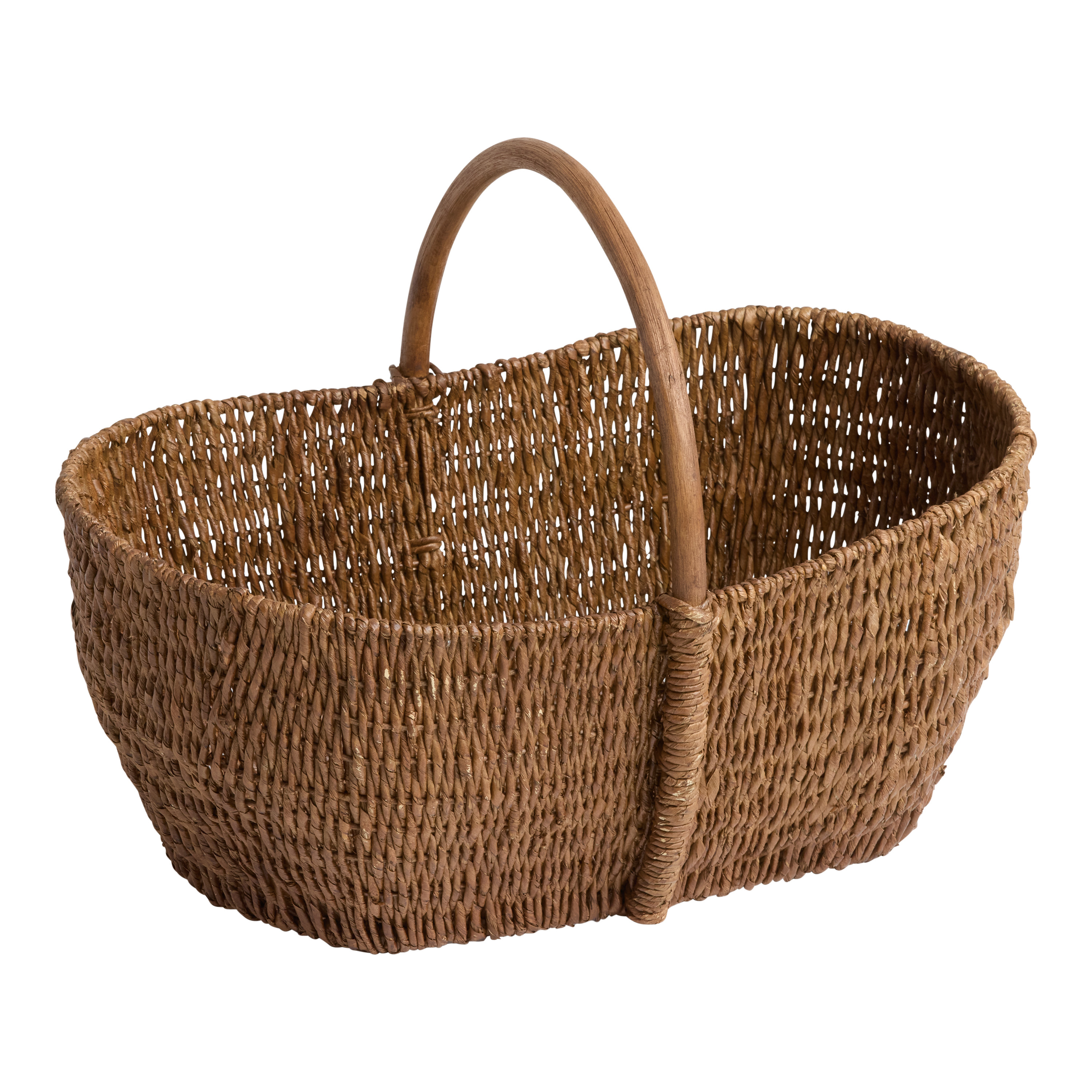 Natural Seagrass Boat Basket with Rattan Handle | World Market