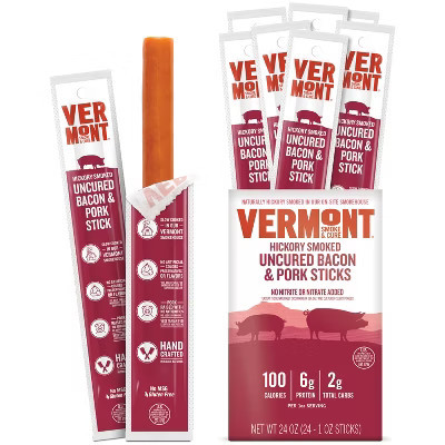 Snack Sticks by Vermont Smoke & Cure – Hickory Smoked Bacon  Pork – Healthy Meat Protein – 1oz Jerky Stick – 24 count carton | Target