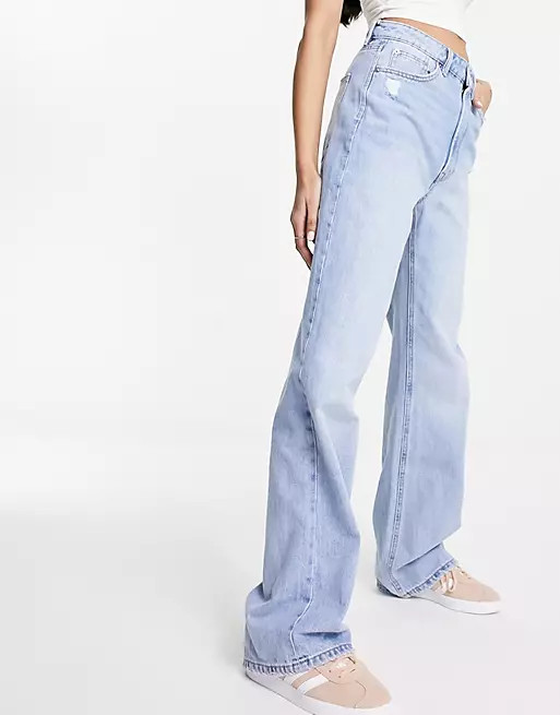 Stradivarius 90s baggy dad jeans in light blue | ASOS (Global)