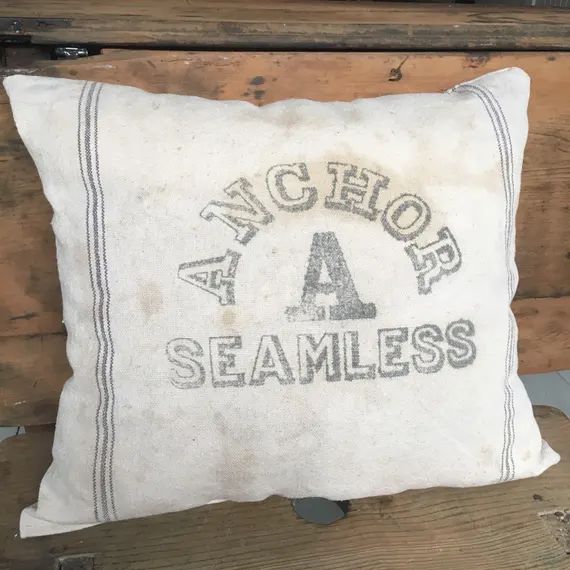 Vintage grain sack pillow/ Anchor Brand 1920's/ flour feed seed sack/ farmhouse/ country/ antique/ p | Etsy (US)