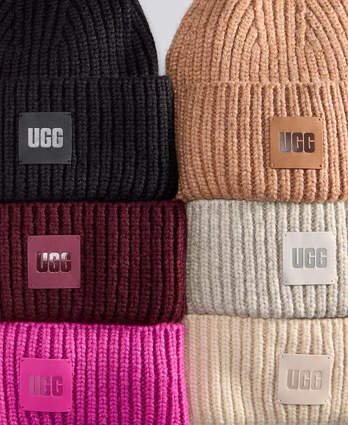 Women's Chunky Rib-Knit Logo-Patch Beanie | Macy's