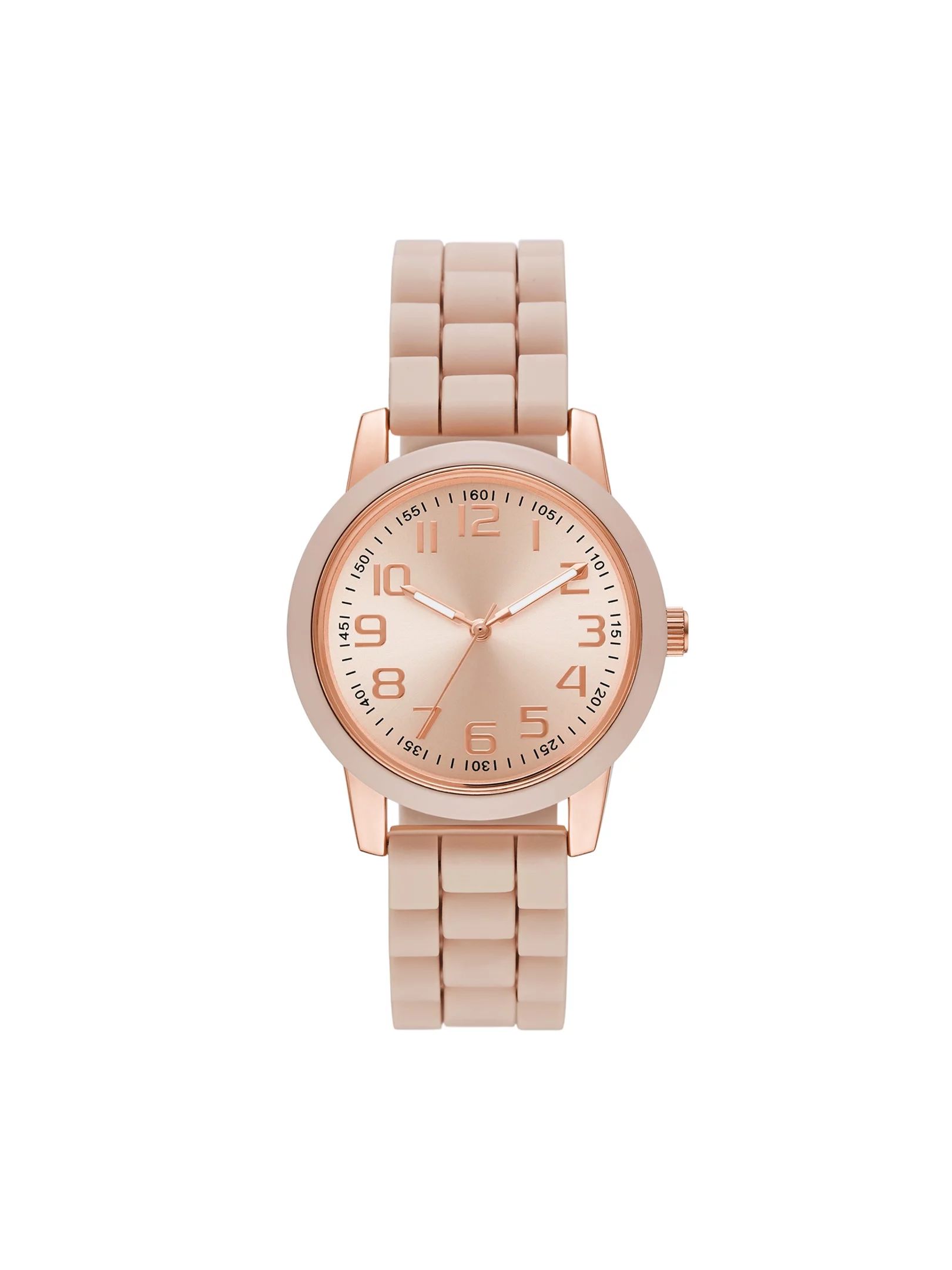 Time and Tru Women's Blush Bezel Watch with Silicone Strap | Walmart (US)