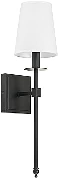 XiNBEi Lighting Black Wall Sconces Set of 2, Classic Sconces Wall Lighting with Flared White Fabr... | Amazon (US)