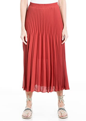 Max Studio Women's Pleated Midi Skirt, Red Adobe, Small | Amazon (US)