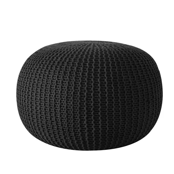Urban Shop Round Knit Pouf, Black | Walmart (US)