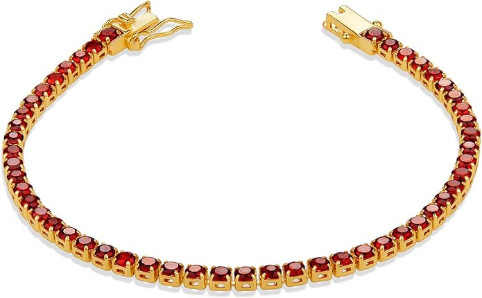 Milla Cubic Zirconia Tennis Bracelets for Women - 14K Gold Plated Bracelets for Women - Purple Br... | Amazon (US)