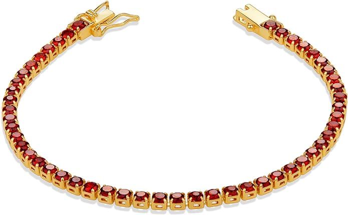 Milla Cubic Zirconia Tennis Bracelets for Women - 14K Gold Plated Bracelets for Women - Purple Br... | Amazon (US)