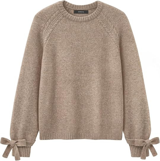 ZESICA Womens Fall Cute Bow Cable Knit Pullover Cozy Sweater | Amazon (US)