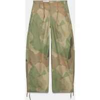 Zara - Printed Wide-Leg Drawstring Pants - Khaki - 29 (Us 8) - Woman | Zara US