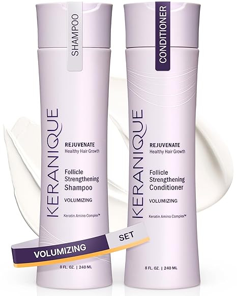 Keranique Volumizing Shampoo and Conditioner Set for Hair Repair and Growth with Biotin and Kerat... | Amazon (US)