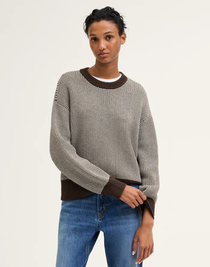 Textured-Stitch Crewneck Sweater in 100% Cotton | Madewell