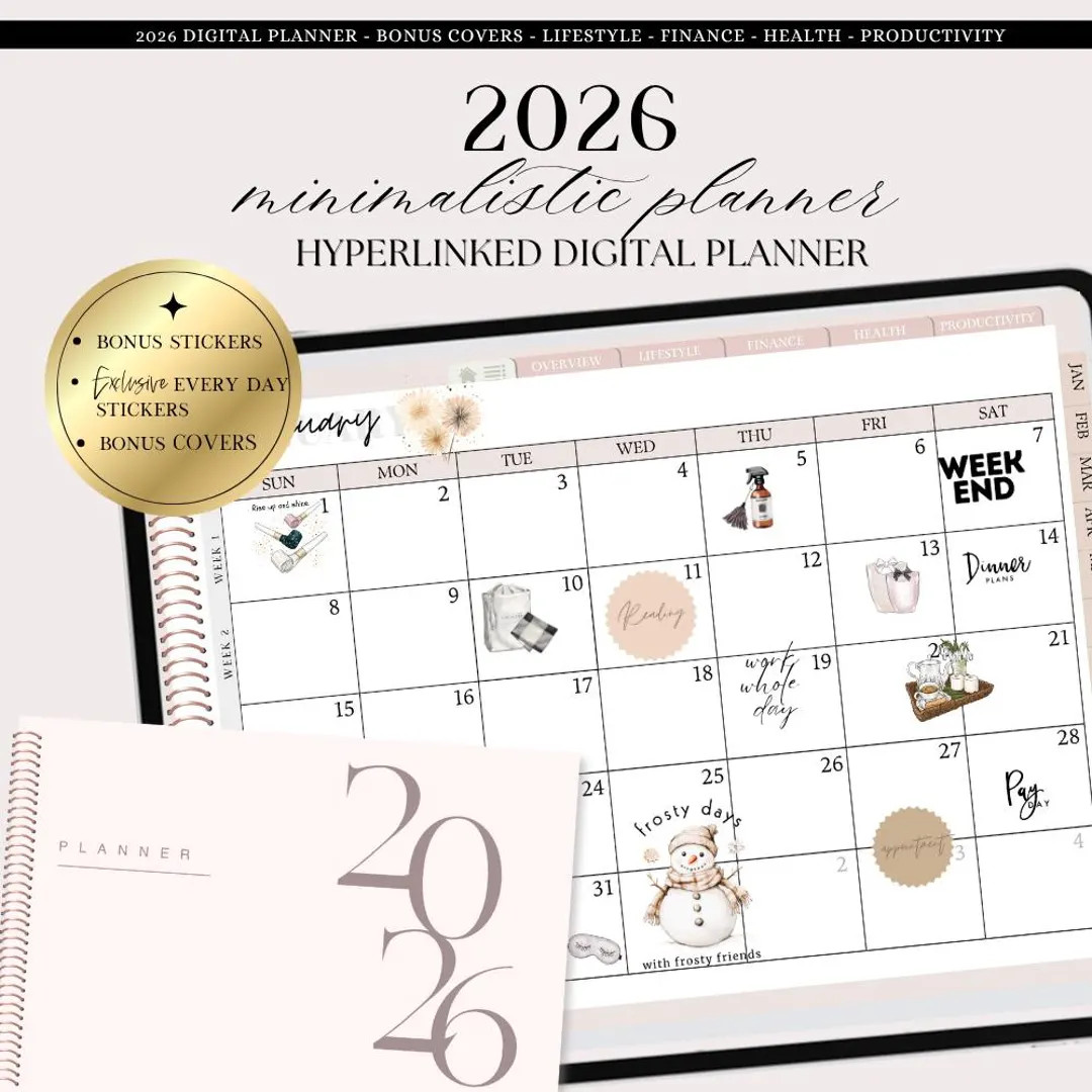 2026 DATED DIGITAL PLANNER, Goodnotes Noteful Template, Minimalistic Dated Digital Calendar, All ... | Etsy (US)