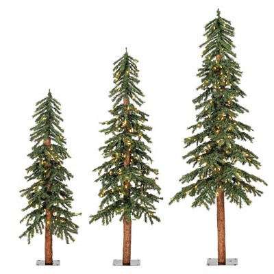 Vickerman 4' 5' 6' Natural Alpine Artificial Christmas Tree Set, Warm White LED Lights, Set of 3 | Target