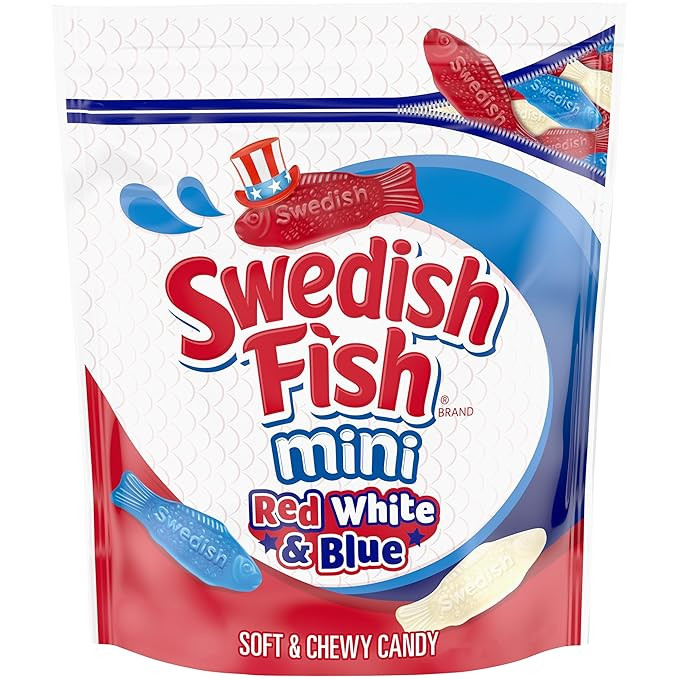 SWEDISH FISH Mini Red, White & Blue Soft & Chewy Candy, Bulk Candy, 1.8 lb | Amazon (US)