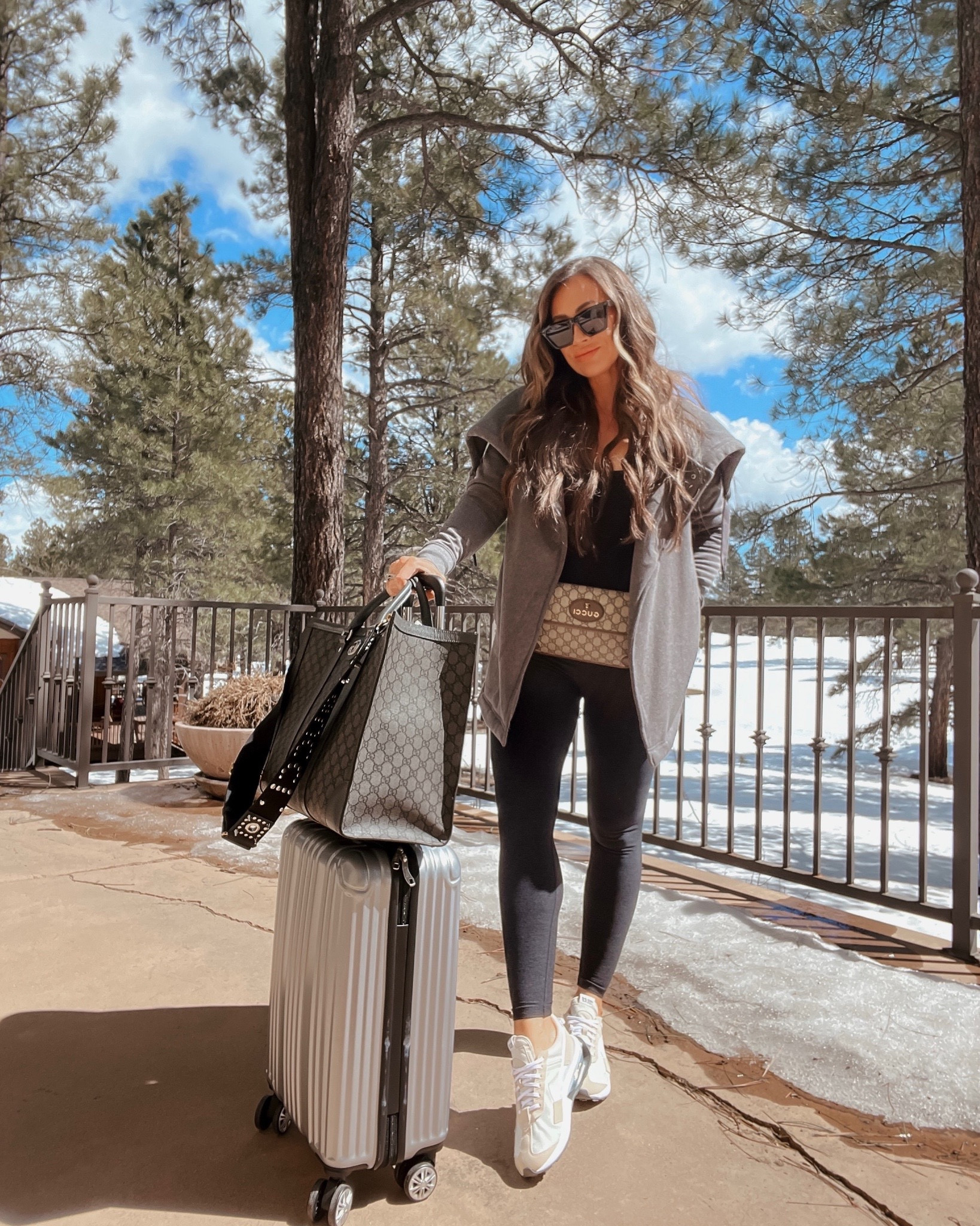 Travel outfit, airport style ,
One piece jumpsuit. Most comfy fabric sz small
Oversized Zella sweatshirt sz xs
Nike sneakers tts
Amazon sunglasses
Amazon luggage set 
Gucci tote bag and belt bag



#LTKtravel #LTKstyletip #LTKU