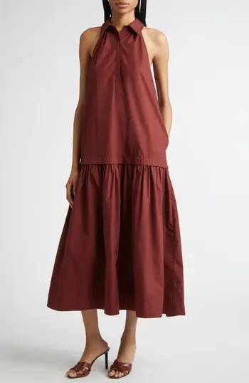 A.L.C. Vera Sleeveless Poplin Maxi Shirtdress in Dark Bosco at Nordstrom Rack, Size Small | Nordstrom Rack