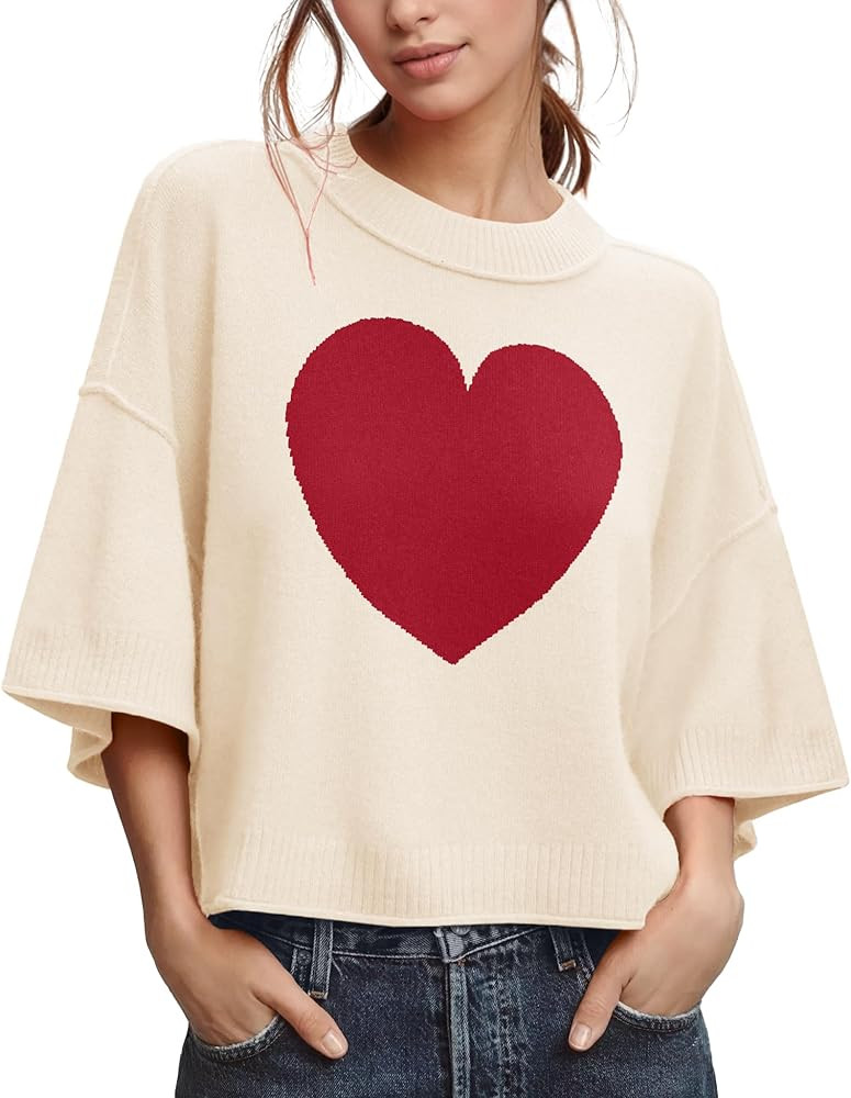 ZDC Women's Oversized Sweaters Summer 3/4 Sleeve Casual Cropped Tops Lightweight Loose Fit Knit P... | Amazon (US)