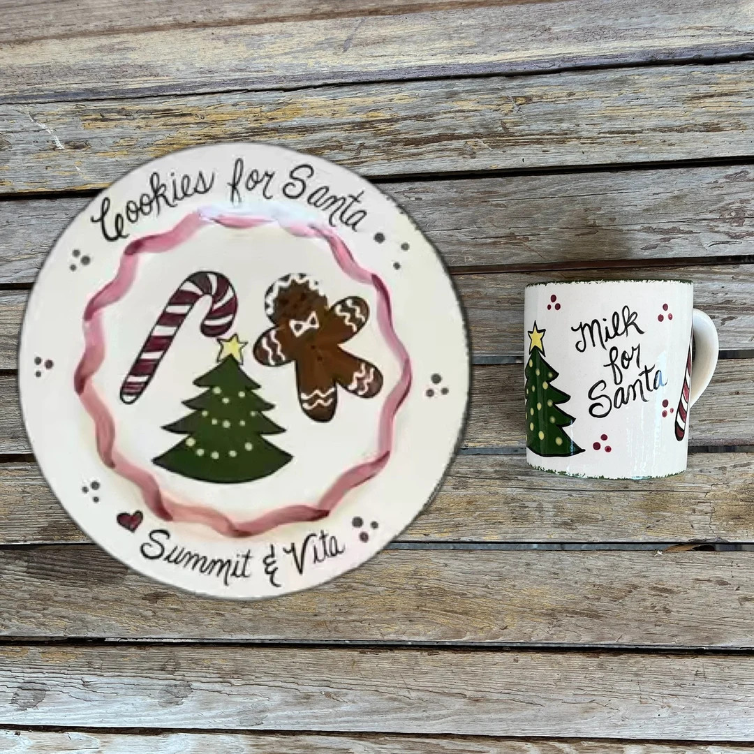 Cookies and Milk for Santa Personalized Ceramic Plate and Mug Cookies - Etsy | Etsy (US)