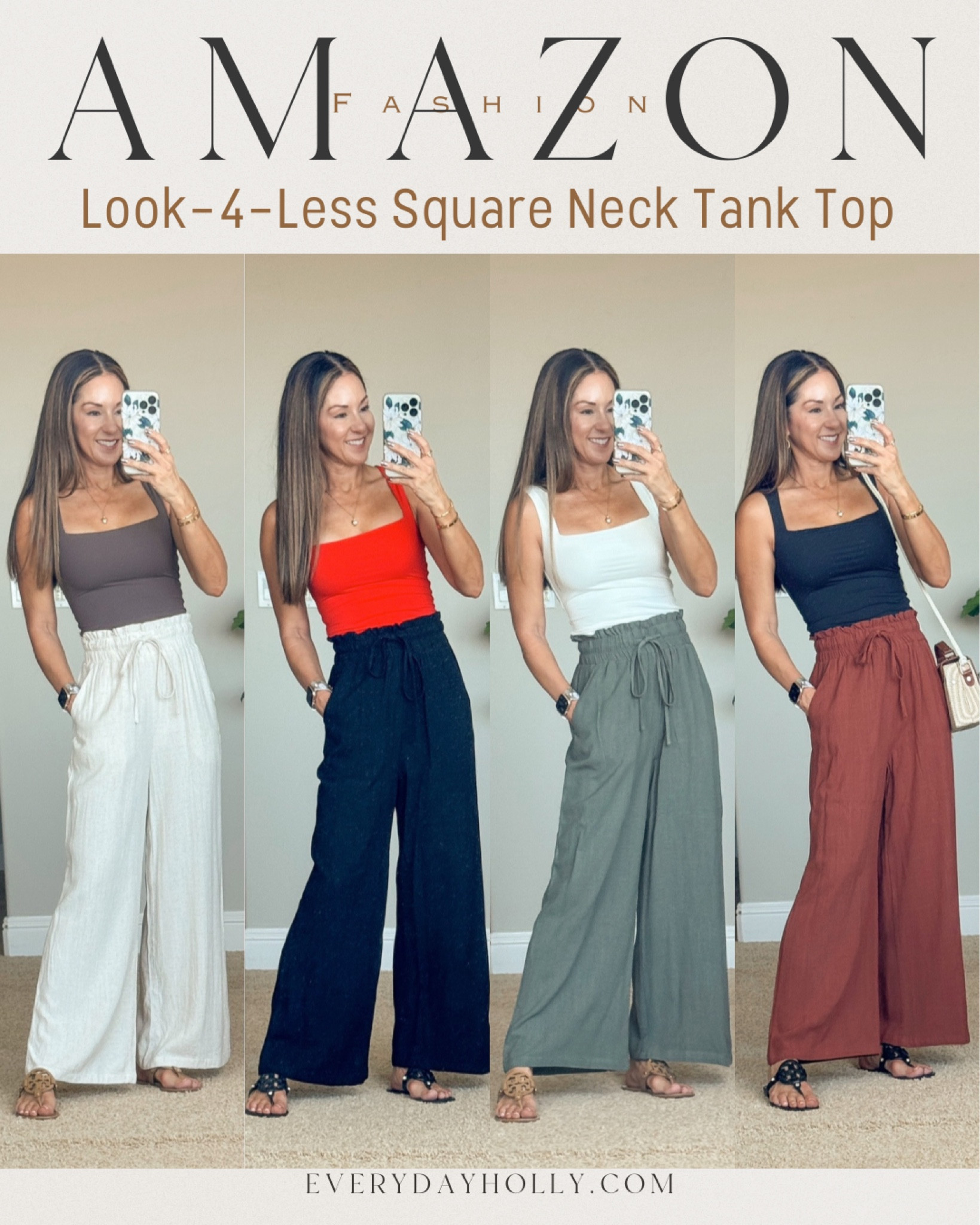 These Amazon tanks feel designer! Perfect for dressing up or down! Love the Trending square neckline, and these are double lined and buttery soft!💯For reference: I am 5’1”, 108lbs
Tanks  - TTS all size XS
Linen pants size small unaltered
Summer style, capsule wardrobe

#LTKSaleAlert #LTKOver40 #LTKFindsUnder50