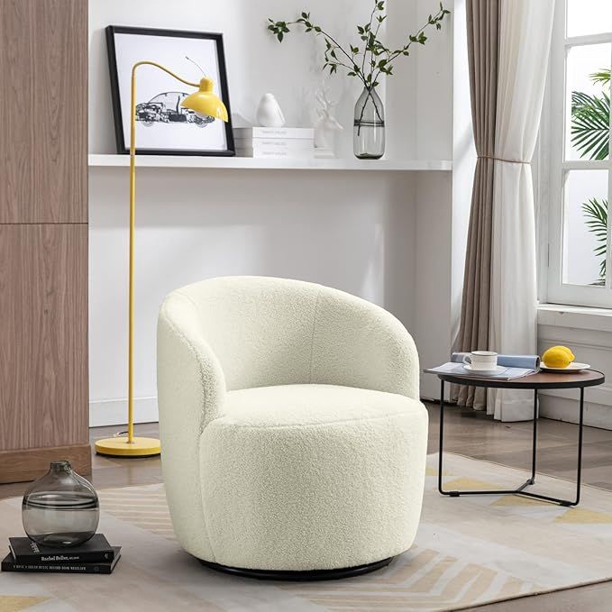 JEEOHEY Swivel Chair, Swivel Barrel Accent Sofa Chair, Modern Teddy Fabric Club 360 Degree Swivel... | Amazon (US)