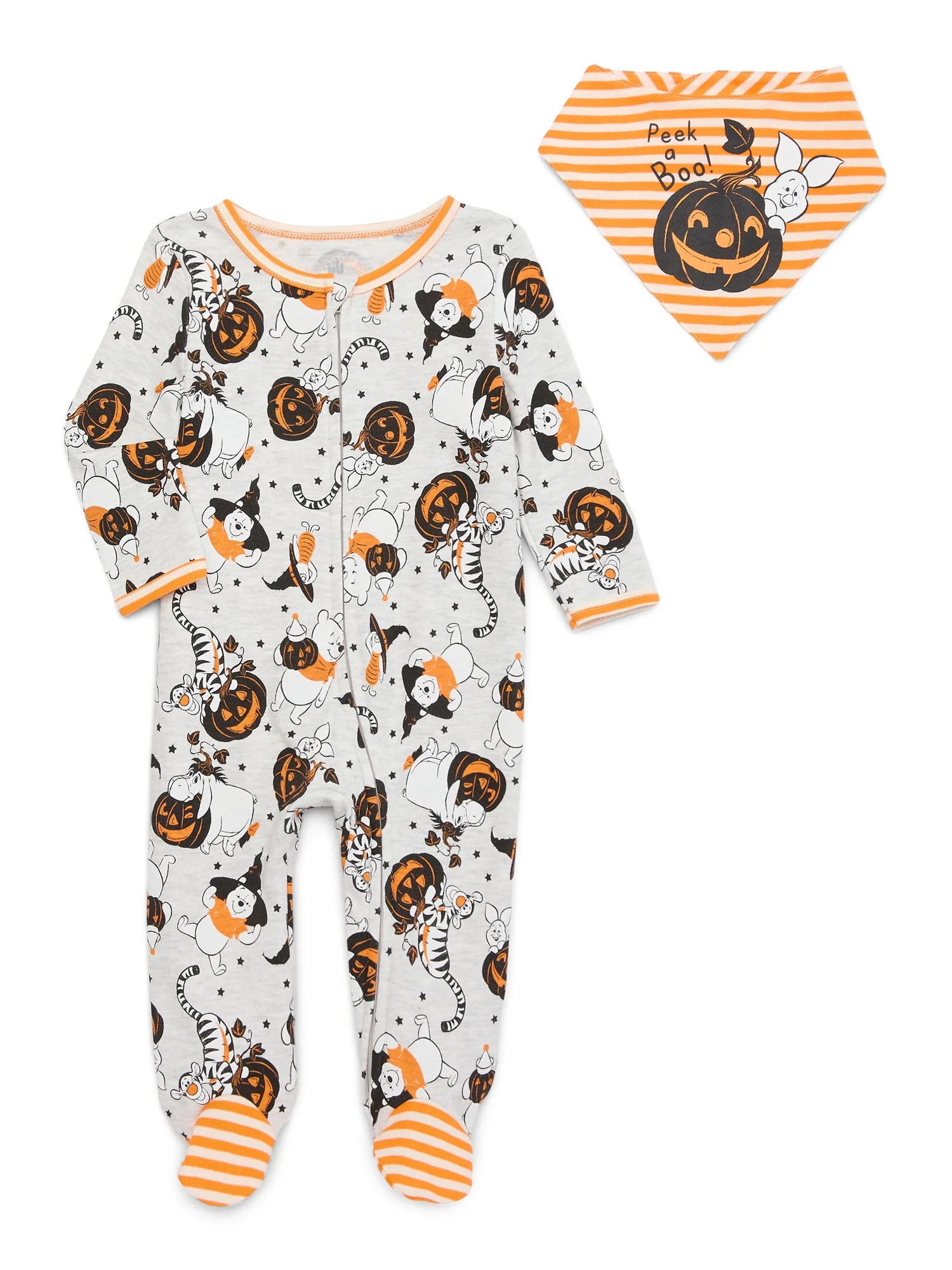 Baby Character Halloween Footed Sleep N Play & Bib Set, 2-Piece, Sizes Newborn-6/9 Months | Walmart (US)