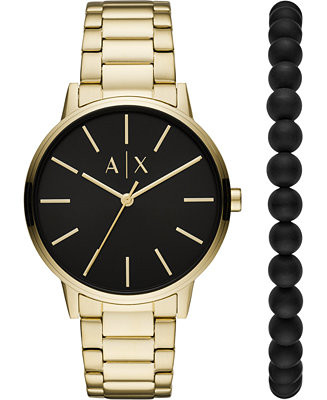 Men's Gold-Tone Stainless Steel Bracelet Watch 42mm Gift Set - Macy's | Macy's