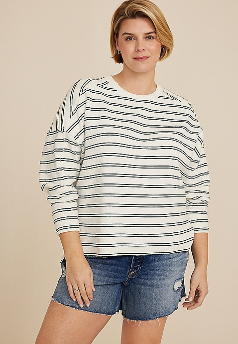 Plus Size Textured Crew Sweatshirt | Maurices