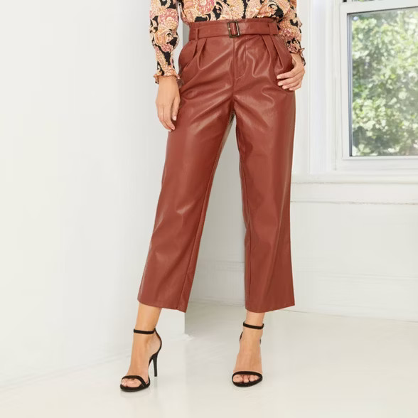 Women's High-Rise Belted Pleat Front Pants - Who What Wear ™ | Target