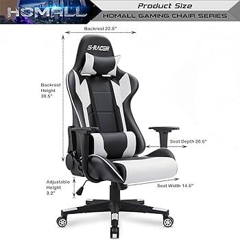 Homall Gaming Chair, Office Chair High Back Computer Chair Leather Desk Chair Racing Executive Er... | Amazon (US)