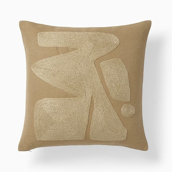 Embroidered Modern Abstract Pillow Cover, 20X20, Camel | West Elm (US)