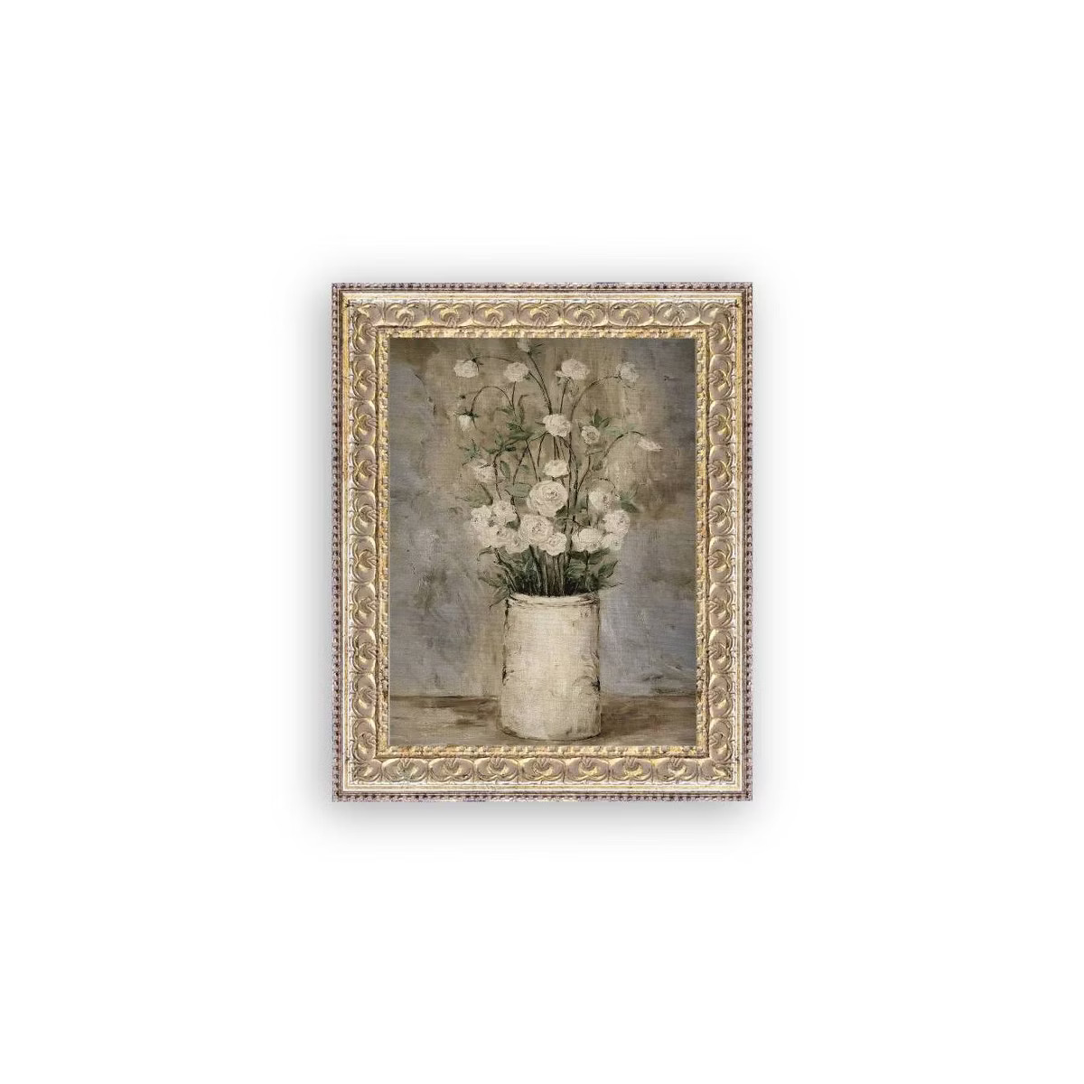 Petal Lane 8"x10" Long Stem Roses Wall Art: Vintage Style, Gold Frame, Botanical Canvas, Made in ... | Target