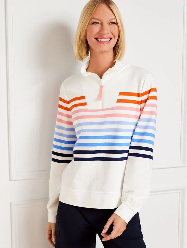 Half-Zip Pullover - Breeze Stripe | Talbots