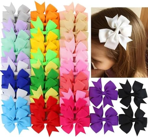 40Piece 3 Inch Boutique Grosgrain Ribbon Pinwheel Hair Bows Alligator Clips For Girls Babies Todd... | Amazon (US)